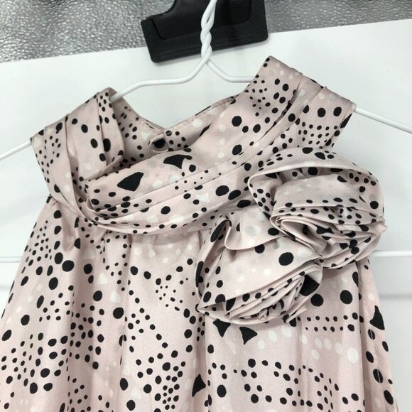 Cynthia Rowley Silk  high halter neck sleeveless geometric print blouse roses - Picture 3 of 13